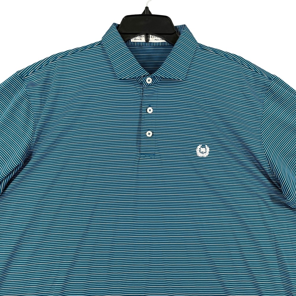 Holderness & Bourne Performance Golf Polo Shirt Mens XL Striped Clover Tailored